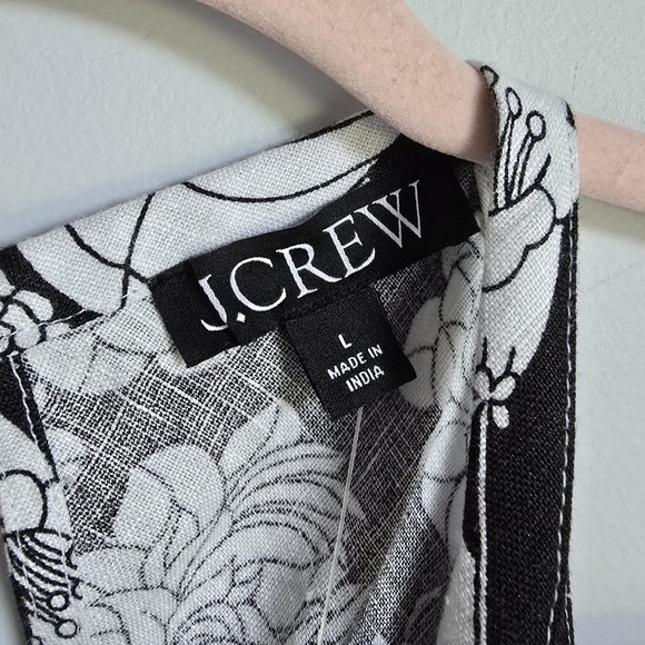 J.Crew, New Amber Black White Classic Floral Linen Halter Tank Top Size Large - Picture 7 of 12